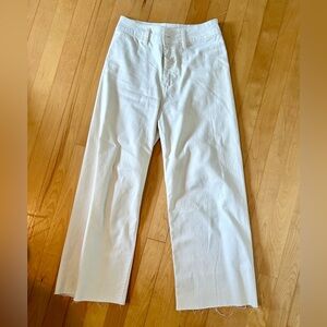 Cream, high waisted, ankle, jean